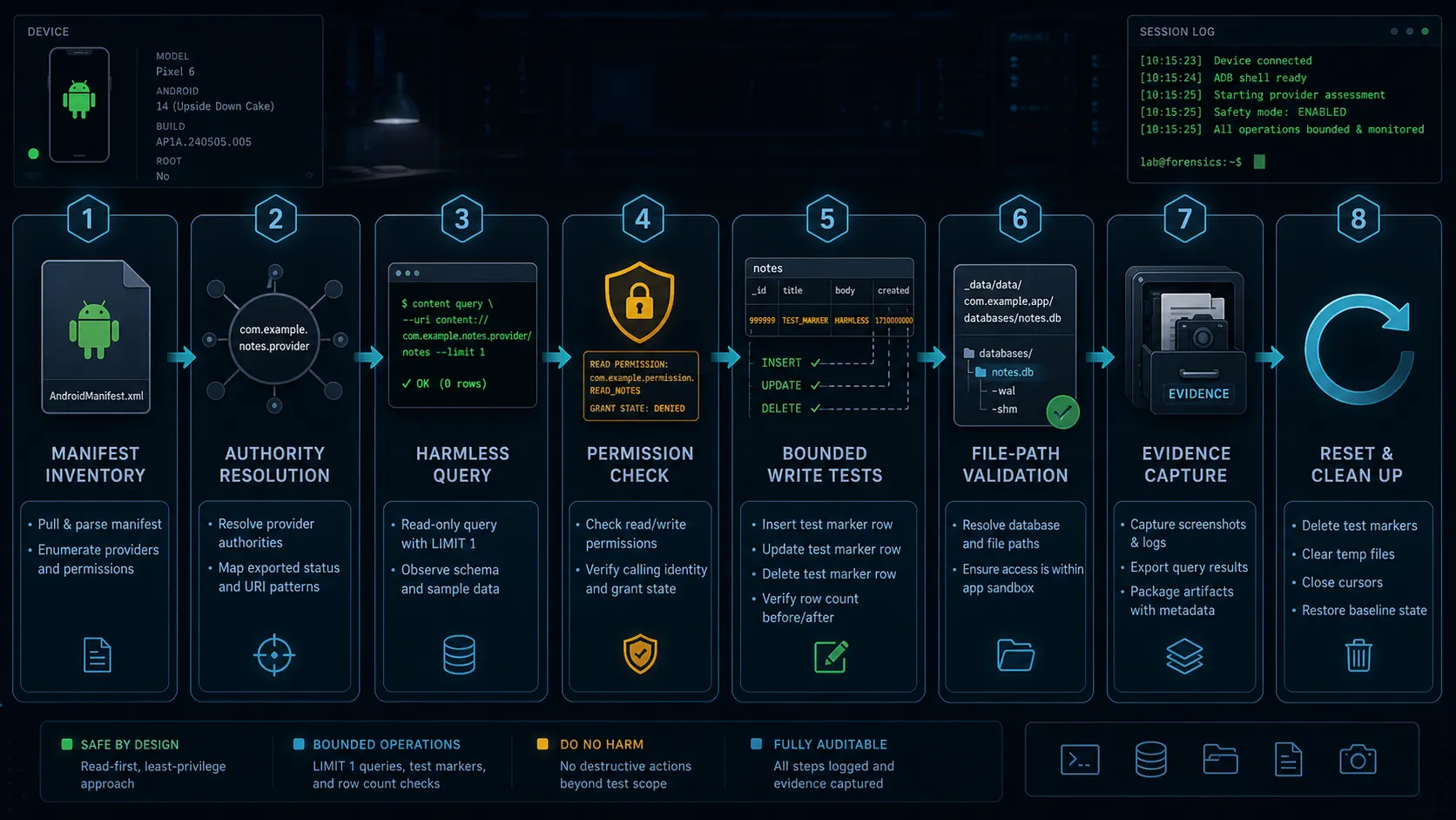 Controlled workflow for testing Android Content Providers