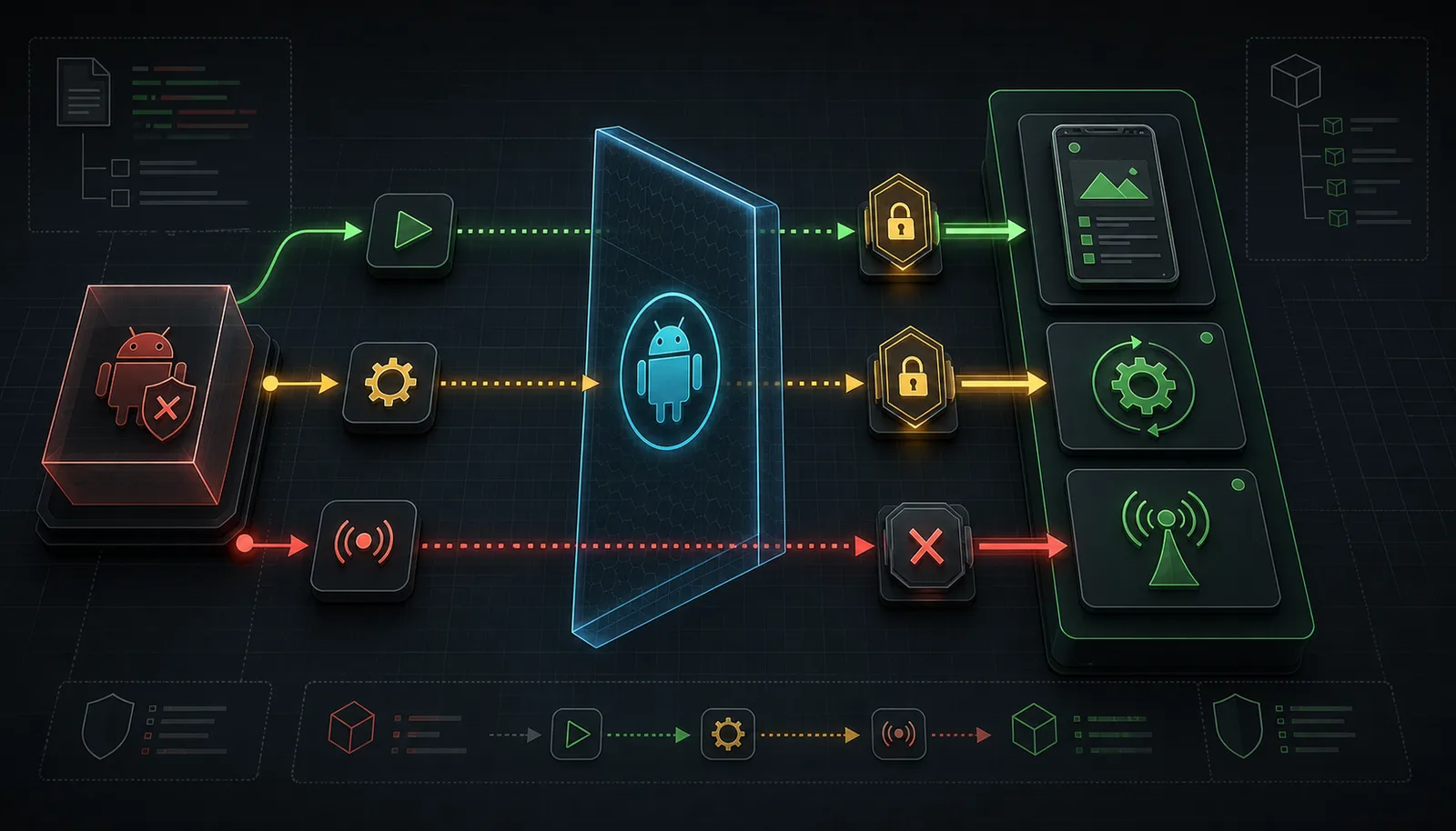 Android IPC lanes crossing exported component access controls