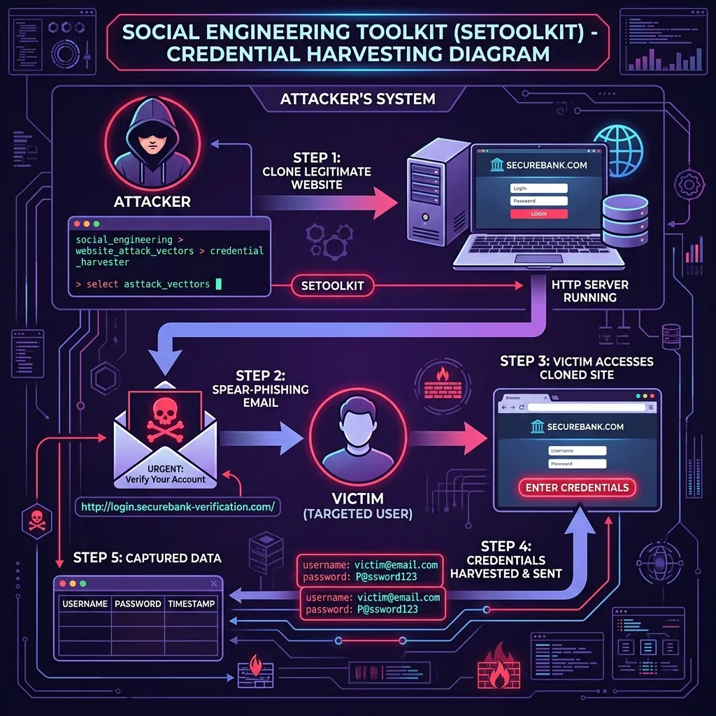 SEToolkit Credential Harvesting and Mass Mailer Campaign Flow